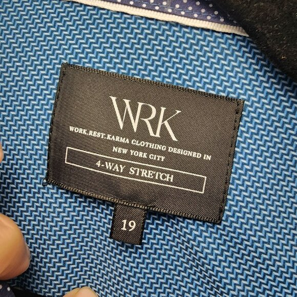 WRK Shirt Mens 19 Blue Long Sleeve 4 Way Stretch Button Up Dress *NWT* - Picture 3 of 14
